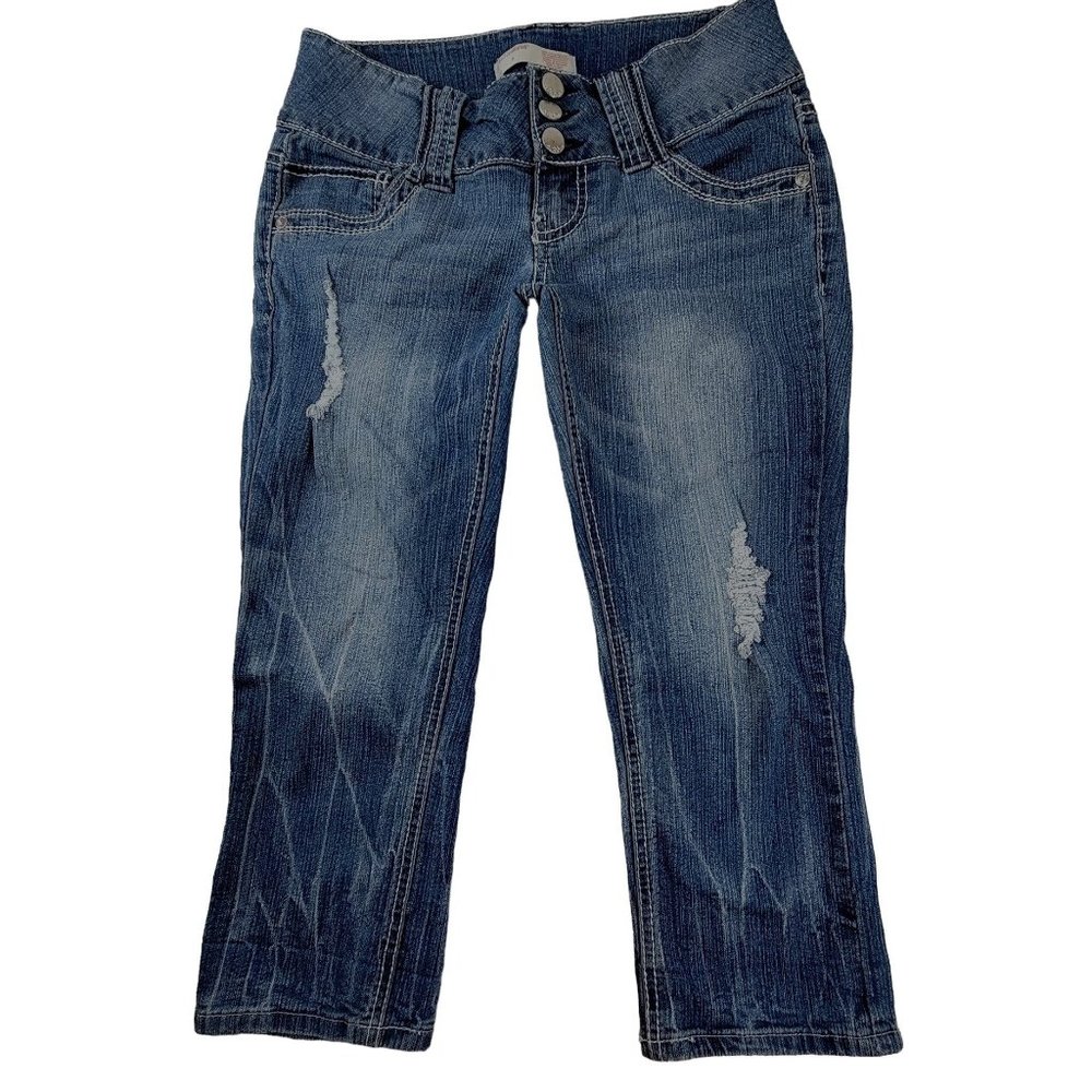 No Boundaries Girl's Distressed Jeans Bling Pockets size 5 ... JH1593503